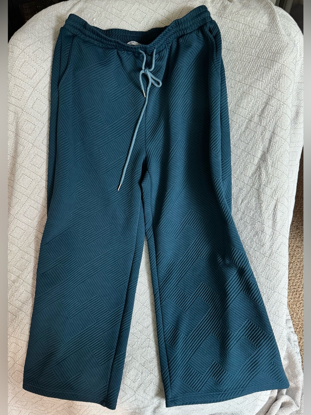 Wide-Leg Knit Jogger Pants - Teal